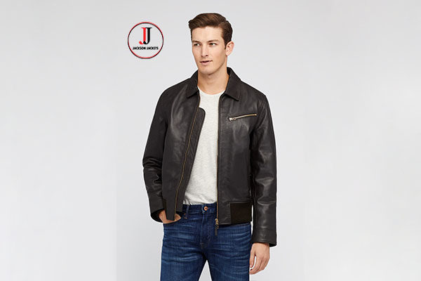 Men’s Black Leather Bomber Jacket – Jackson Jackets